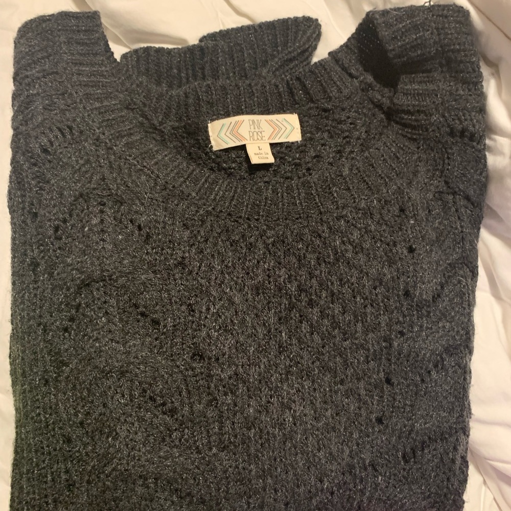Pink Rose size Large Grey Cropped Sweater